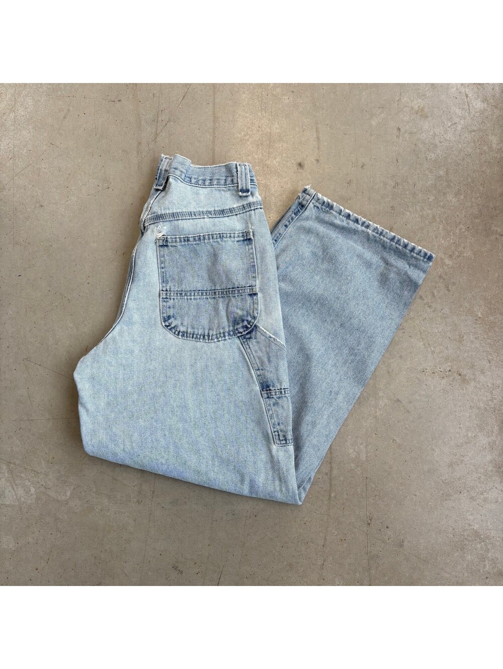 Vintage 90s Lee Dungarees Light Wash Thrashed Carpenter Jeans Size 30
